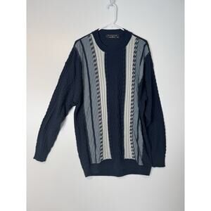 Protege Collection Navy And Grey Striped Crewneck Sweater. Vintage 90’s